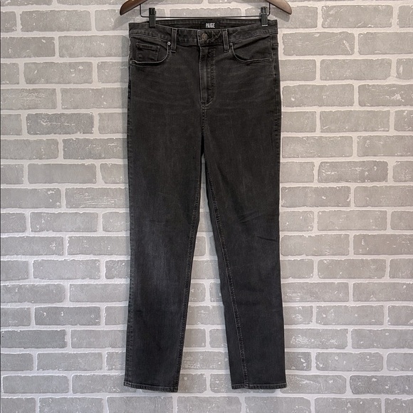PAIGE SARAH SLIM HIGH RISE SLIM LEG JEANS BLACK WILLOW WOMENS SIZE 31 - Picture 3 of 16